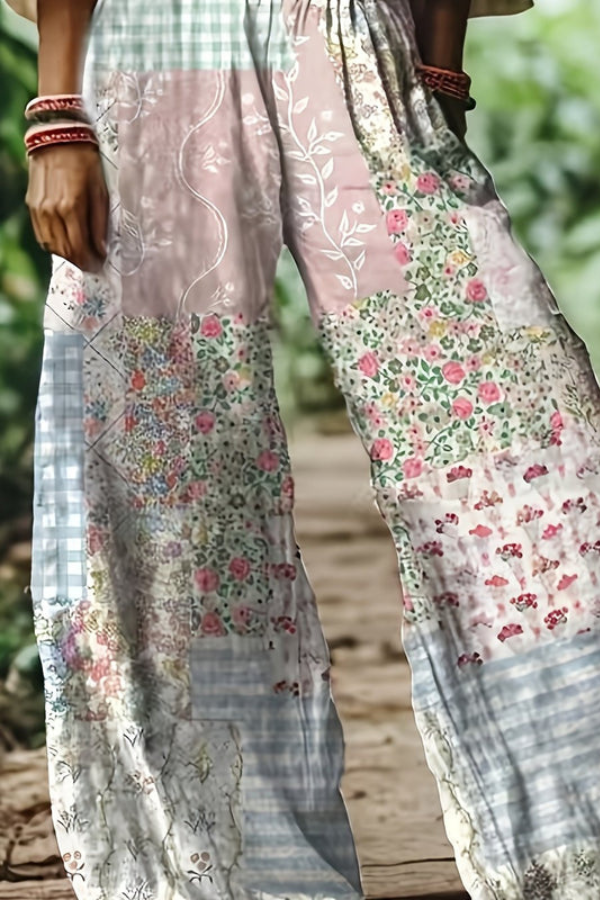 Women's cropped floral pants, soft and breathable for warm weather comfort.