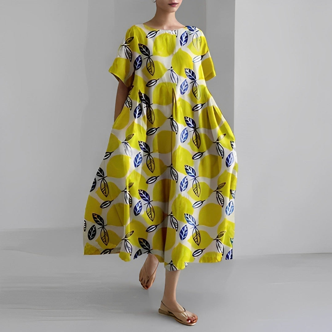 Vibrant floral maxi dress for women, long, comfortable, and flowy, great for summer casual wear.