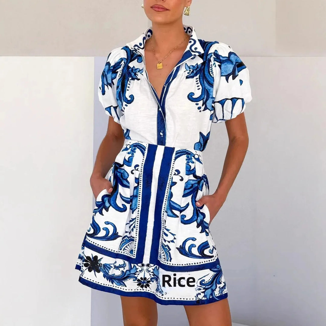 Chic women's puff sleeve floral mini dress, great for date nights & parties.