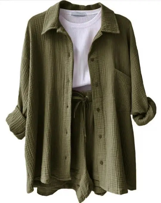 Pink relaxed fit shorts set, ideal women's lounge wear with effortless style.
