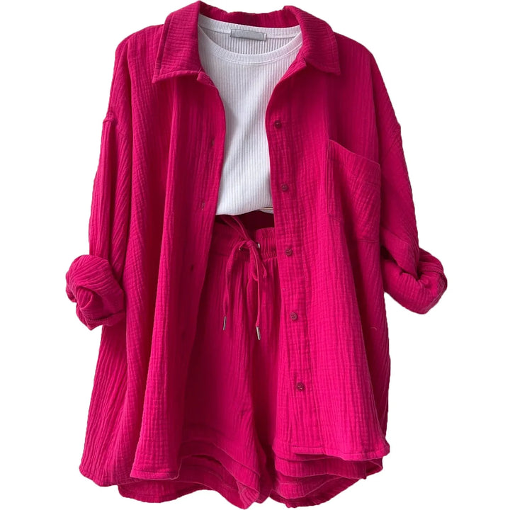 Blue flare two-piece suit for women, vibrant and perfect for summer casual outings.