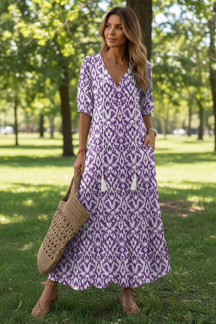Effortless vibrant maxi dress for women, offering a relaxed yet elegant look for summer days.
