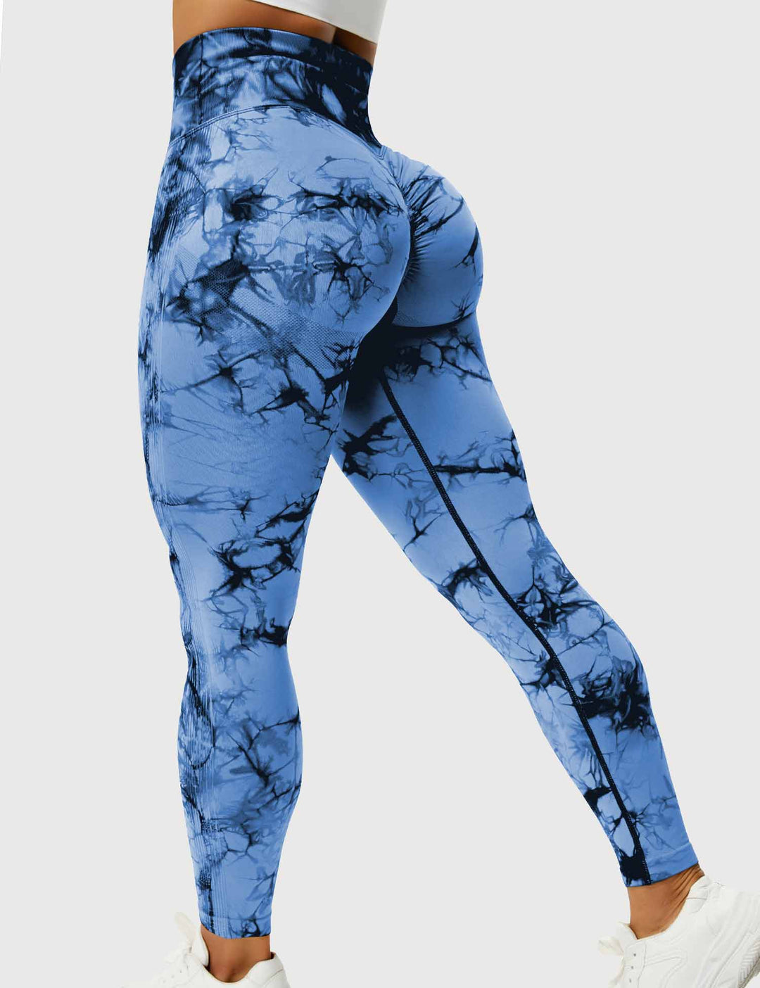 Comfortable women's tie-dye yoga leggings, perfect for activewear and stylish workouts.