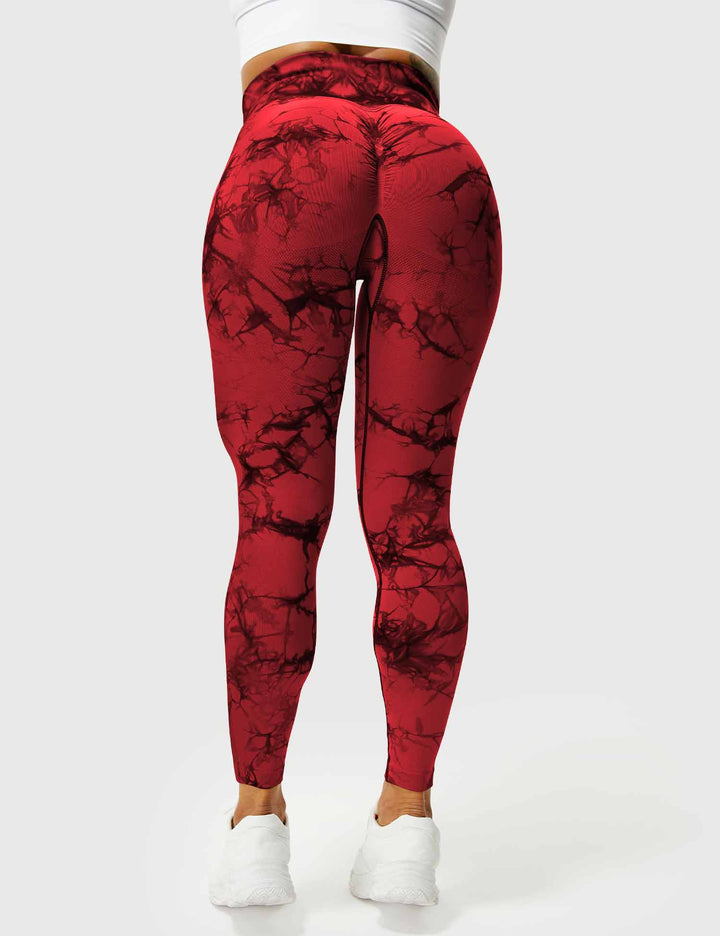 Trendy women's tie-dye workout leggings, ideal for stylish activewear and all-day comfort.