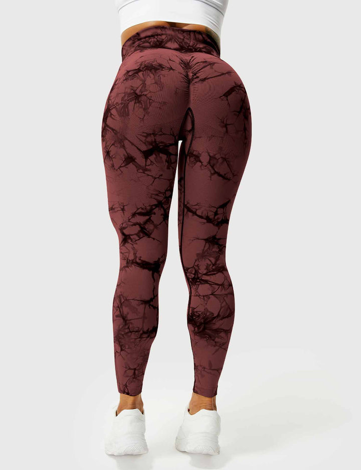 Comfortable women's tie-dye workout pants, flexible and perfect for all fitness activities.