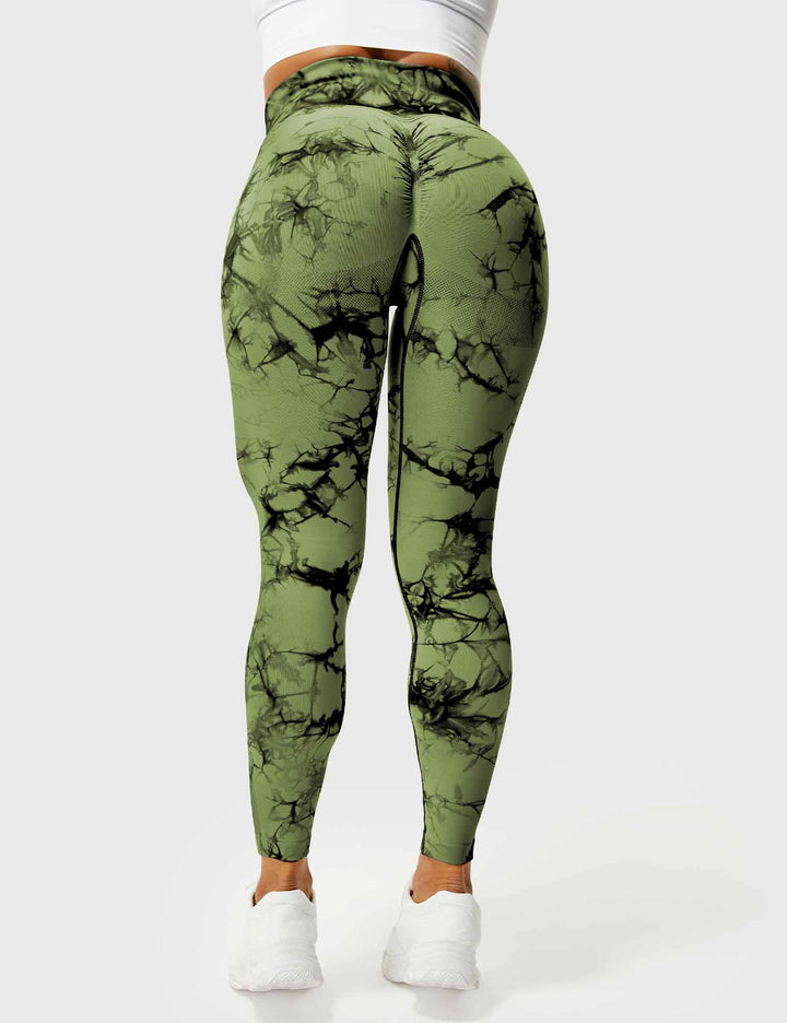 Women's comfortable tie-dye high-waist leggings, perfect for activewear and stylish fitness.