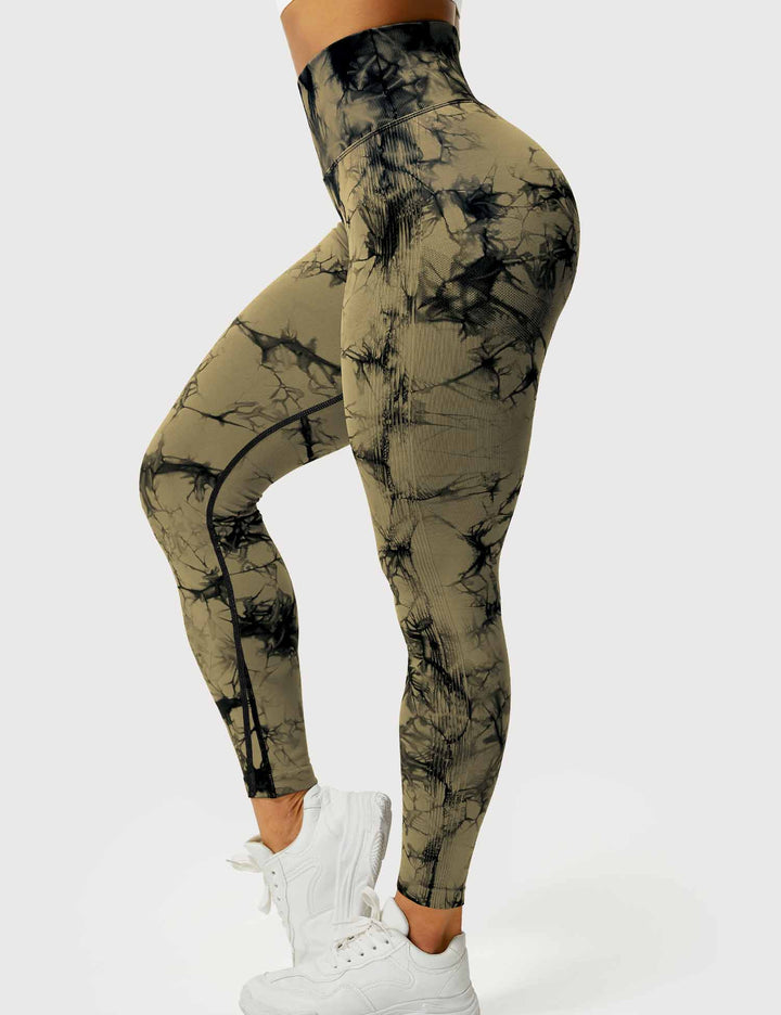 Women's soft high-waist tie-dye leggings, perfect for yoga, workouts, and stylish activewear.