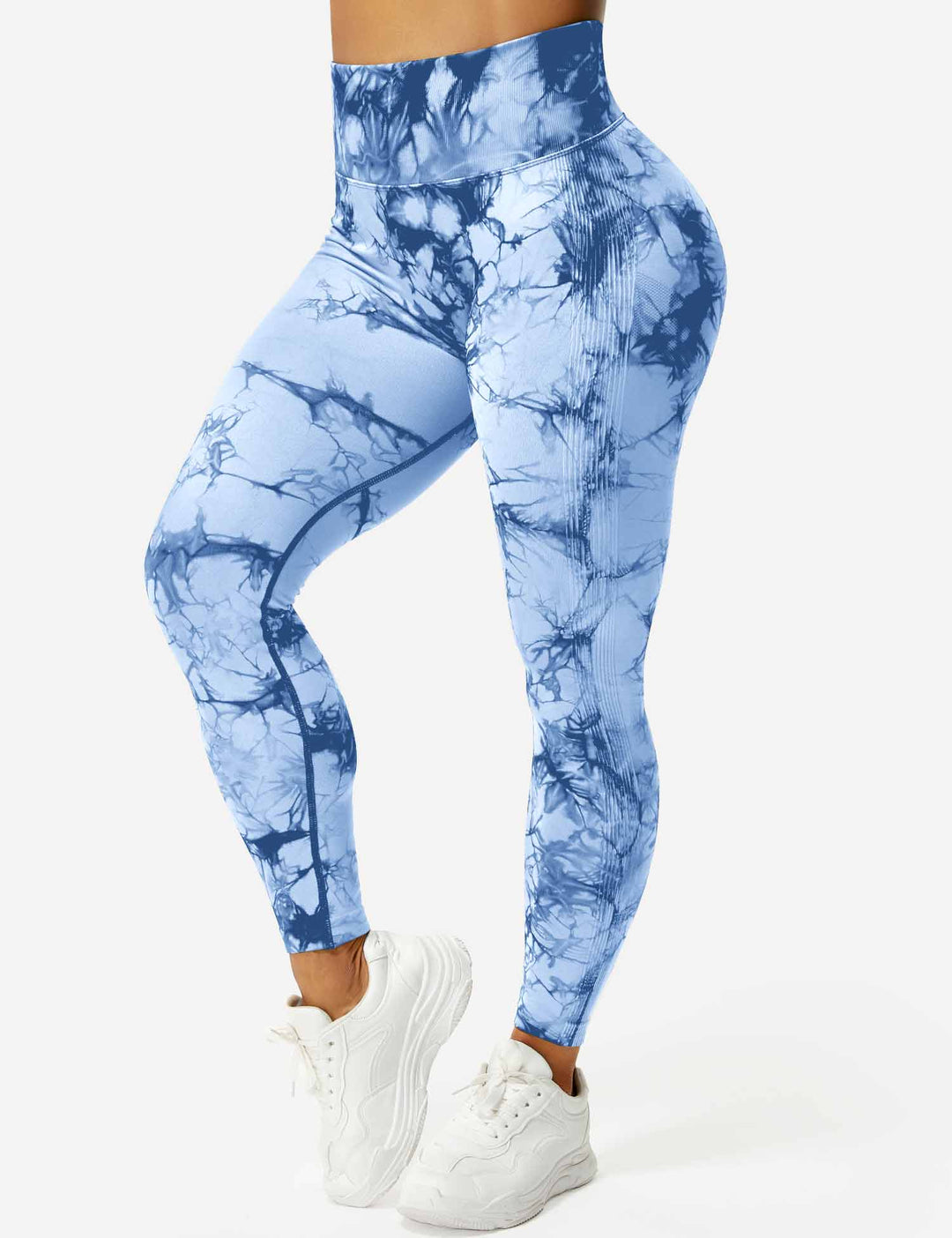 Flexible tie-dye women's activewear leggings, comfortable for fitness, yoga, and daily activities.