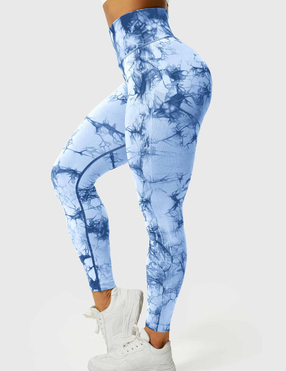 Trendy women's tie-dye active leggings, comfortable & stylish for gym, yoga, or daily wear.