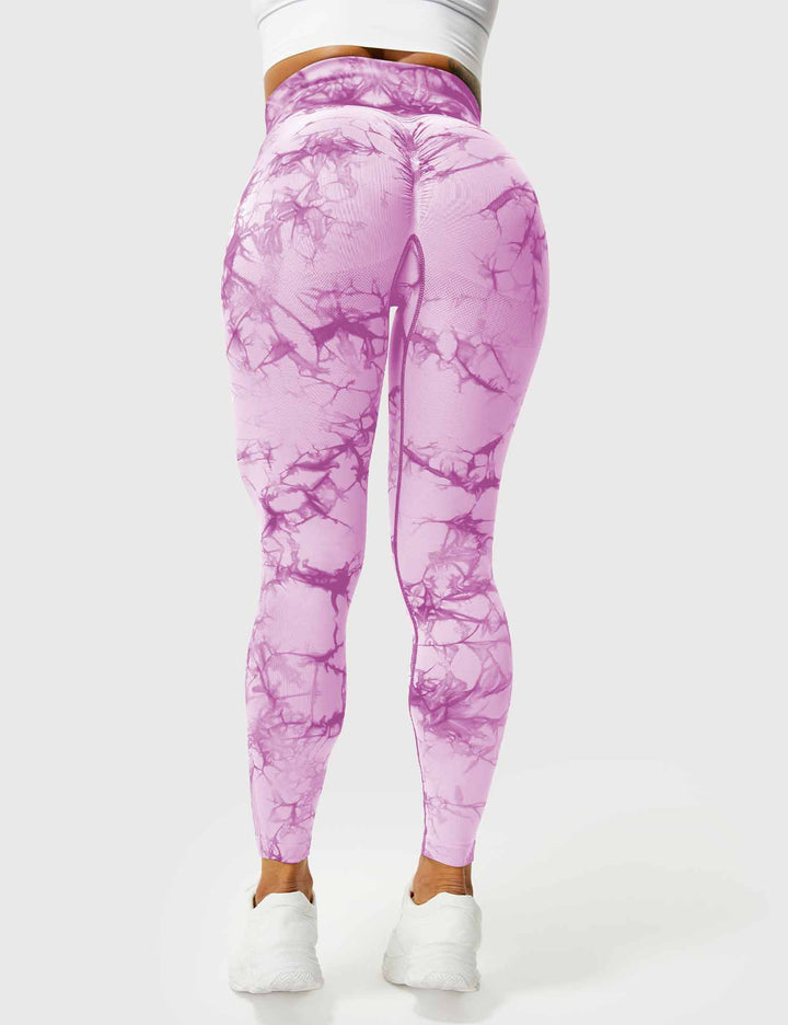 Women's soft tie-dye activewear leggings, perfect for yoga, exercise, and all-day comfort.