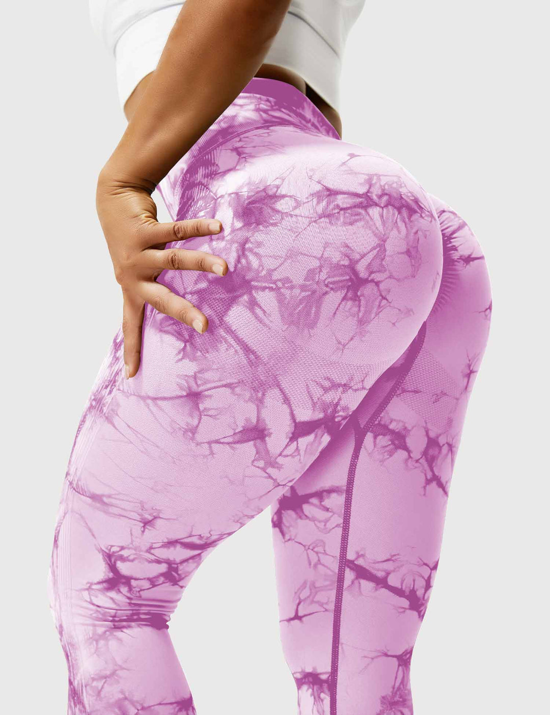 Stylish high-waist tie-dye leggings for women. Comfortable fitness apparel & trendy activewear.