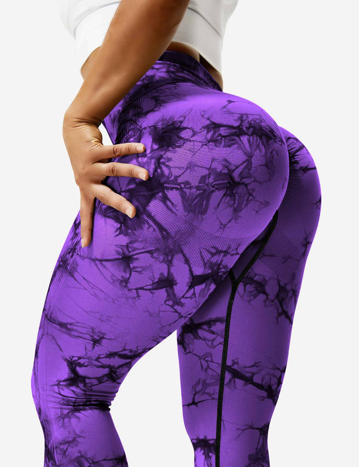Fashionable high-waist tie-dye leggings for women. Comfortable activewear & workout pants.