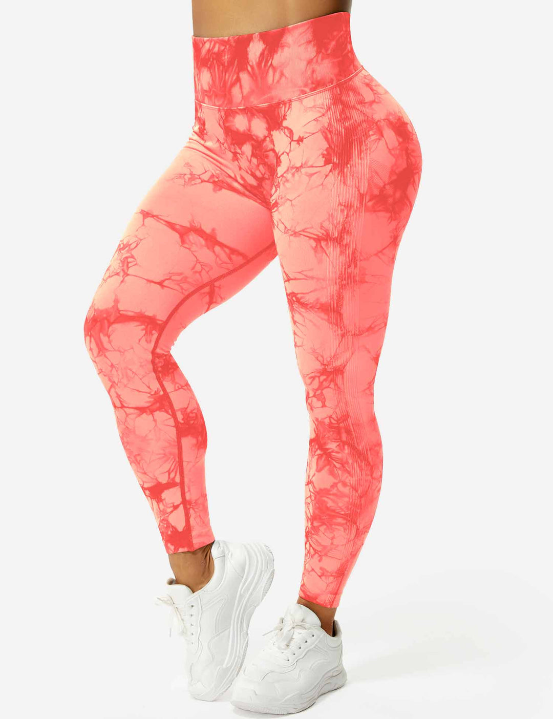 Stylish tie-dye women's fitness leggings, high-waist for comfort & a trendy active look.