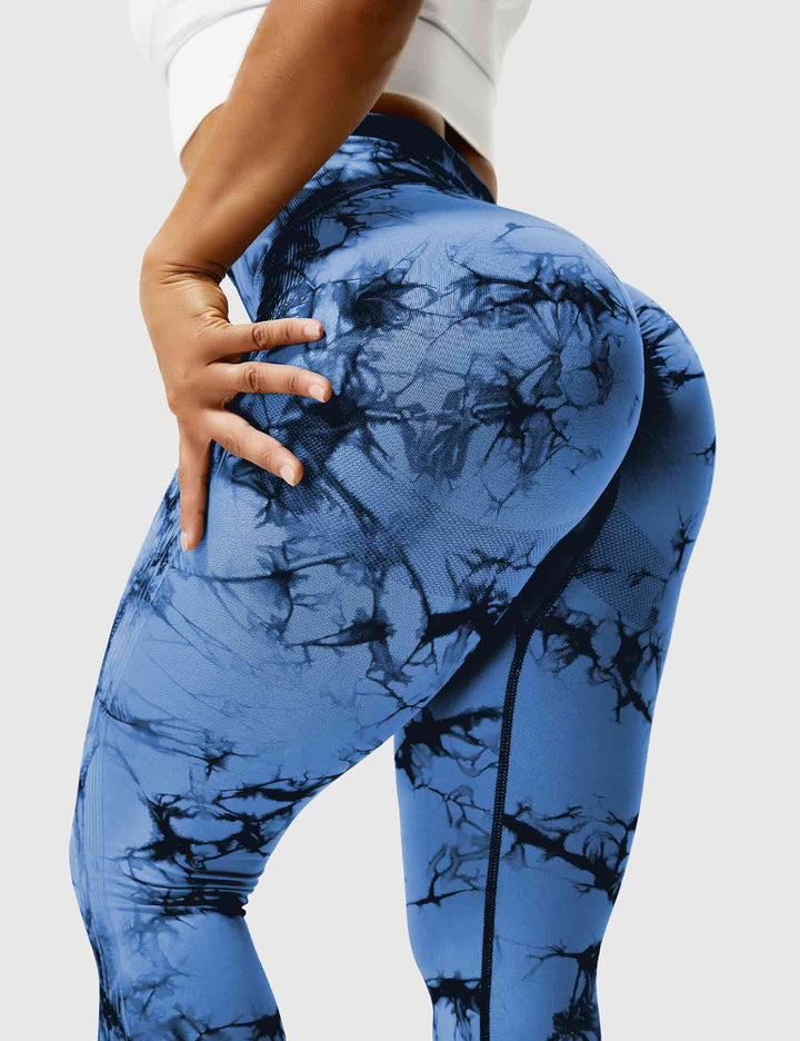 Flexible tie-dye women's workout pants. Ideal comfortable leggings for yoga & fitness apparel.