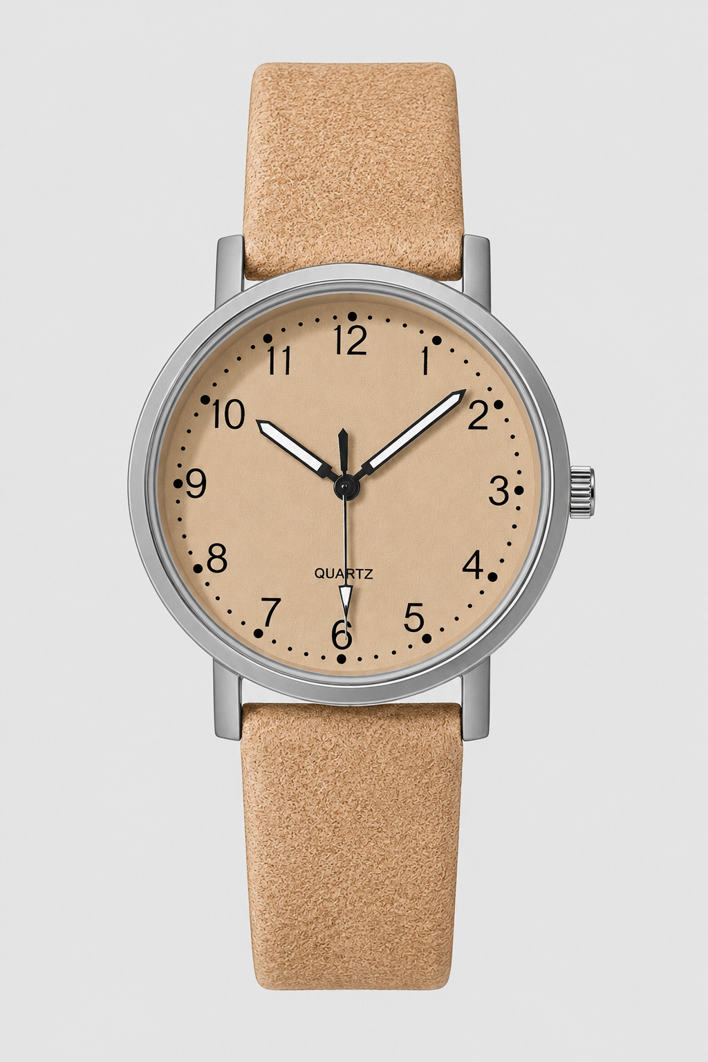 Women's vintage style watch with an elegant round dial & pebbled strap, perfect for daily wear.