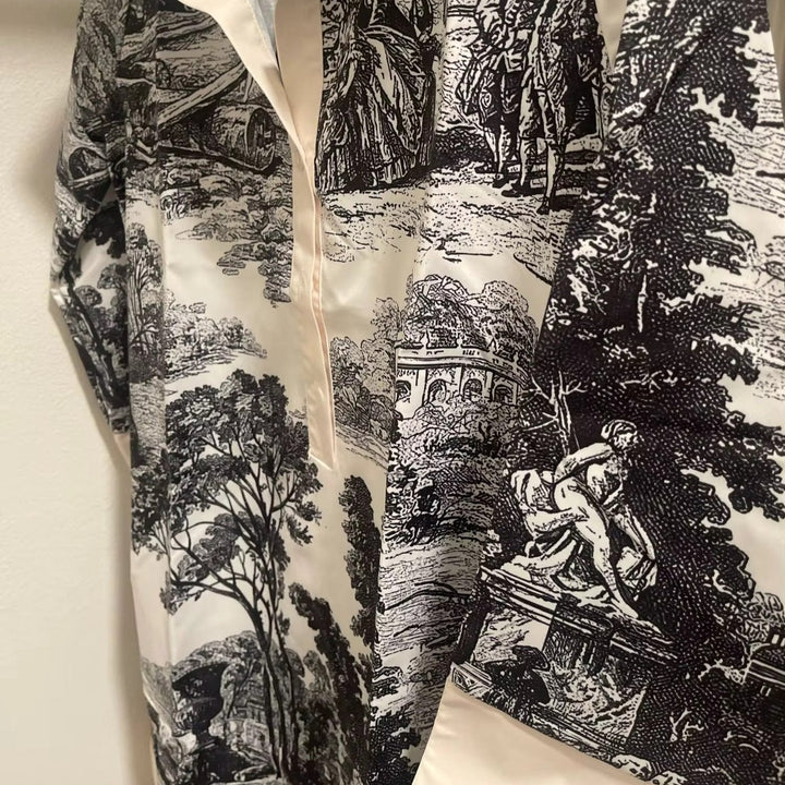 Comfortable women's toile print mini dress with a relaxed fit. Great for everyday style & summer casual wear.