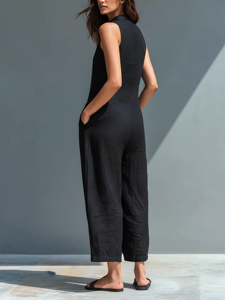 Comfortable women's loose jumpsuit, sleeveless Viola style. Ideal for spring fashion & relaxed loungewear.
