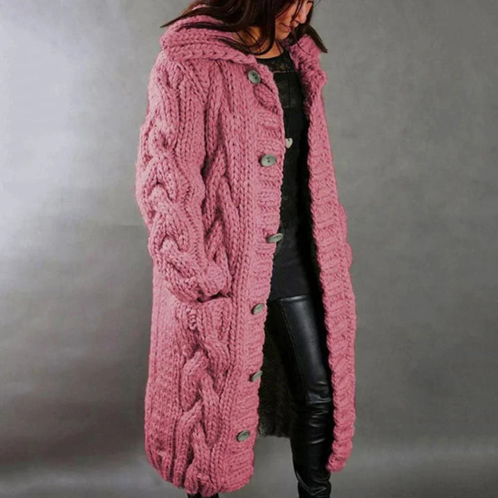 Bestselling women's warm cable knit maxi cardigan, versatile for stylish layering in fall & winter.