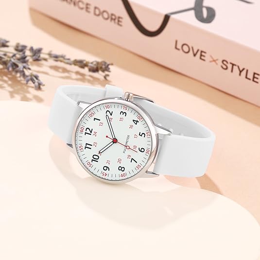 Durable women's analogue nurses watch. Waterproof and easy-to-clean silicone band for medical use.
