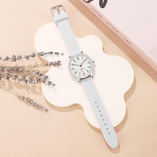 Accurate precision timepiece for women. Waterproof nurses watch with soft, comfortable silicone strap.