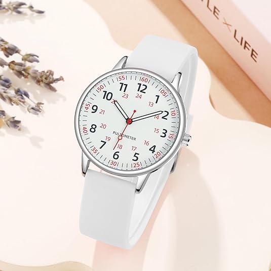 Healthcare professional's essential: women's waterproof nurses watch with a durable silicone band.