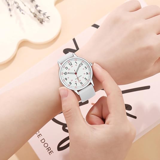 Stylish & comfortable women's waterproof nurses watch with a black silicone band. Precision timekeeping.