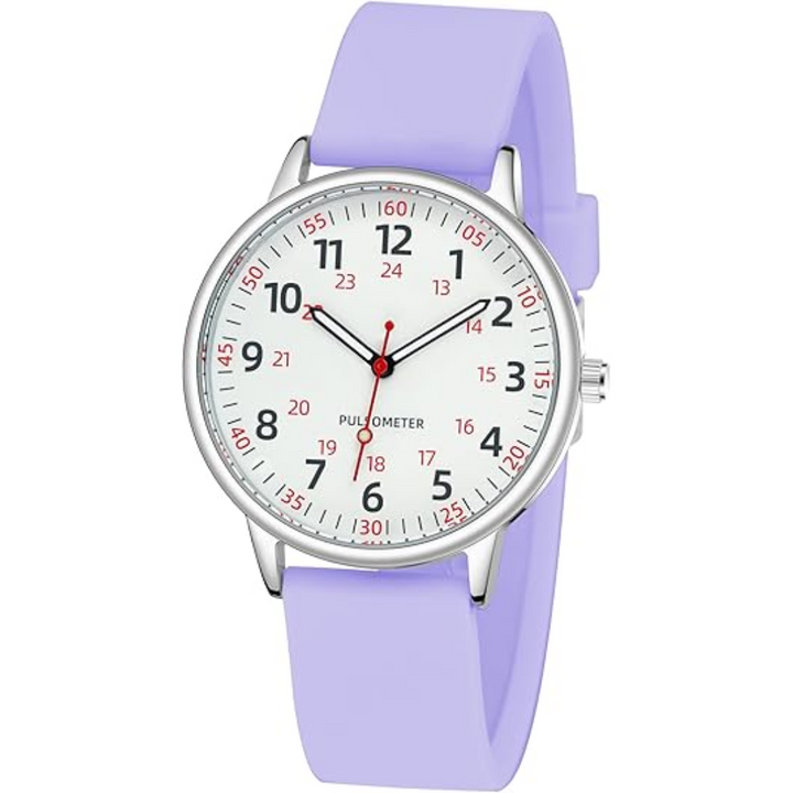 Reliable women's nurses watch, waterproof design & comfortable silicone band for demanding medical shifts.