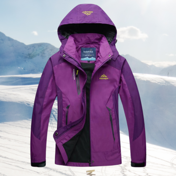 Women's waterproof shell jacket, lightweight & protective for outdoor adventures, activewear style.