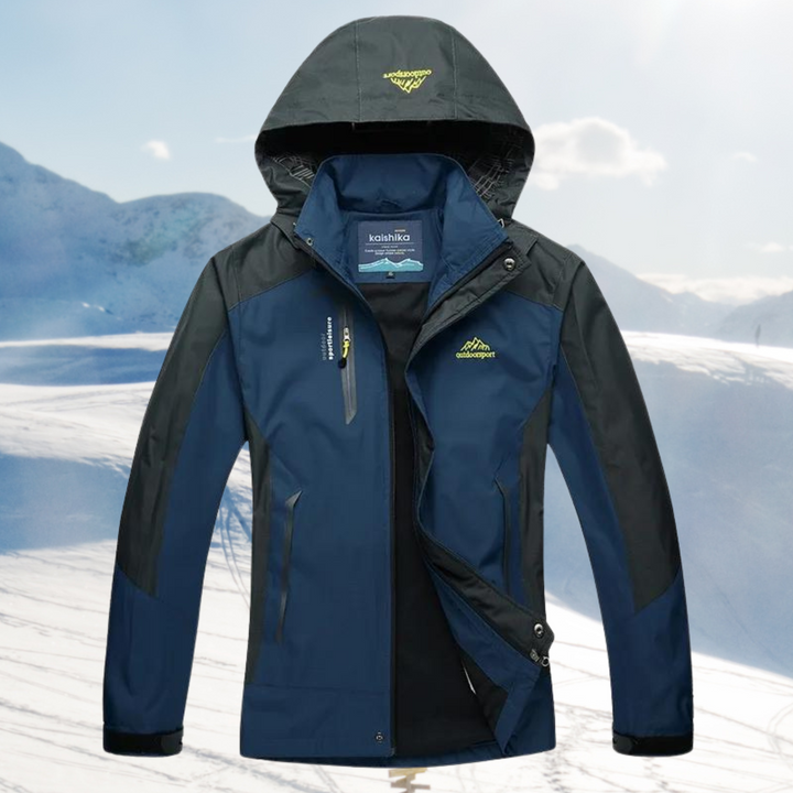 Lightweight women's rain jacket, a durable outerwear shell for rugged outdoor adventures and protection.