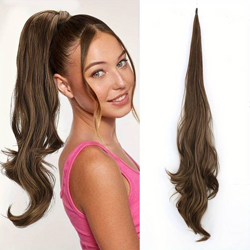 Women's wavy ponytail extension, wrap-around design for quick, voluminous hair & easy styling.