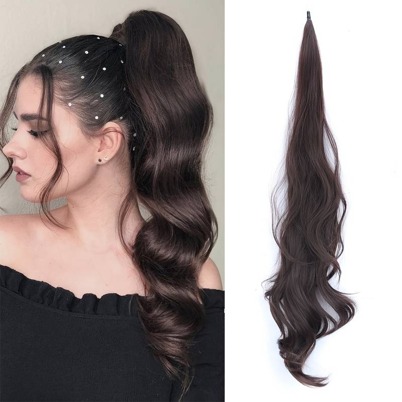 Hair accessory: Wavy wrap-around ponytail extension for women. Achieve instant volume & long, luscious hair.