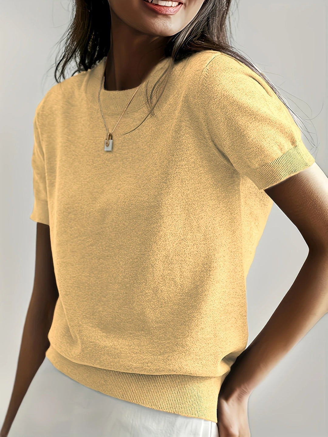 Burgundy women's casual crew neck ribbed short sleeve tee, vibrant & versatile for spring.