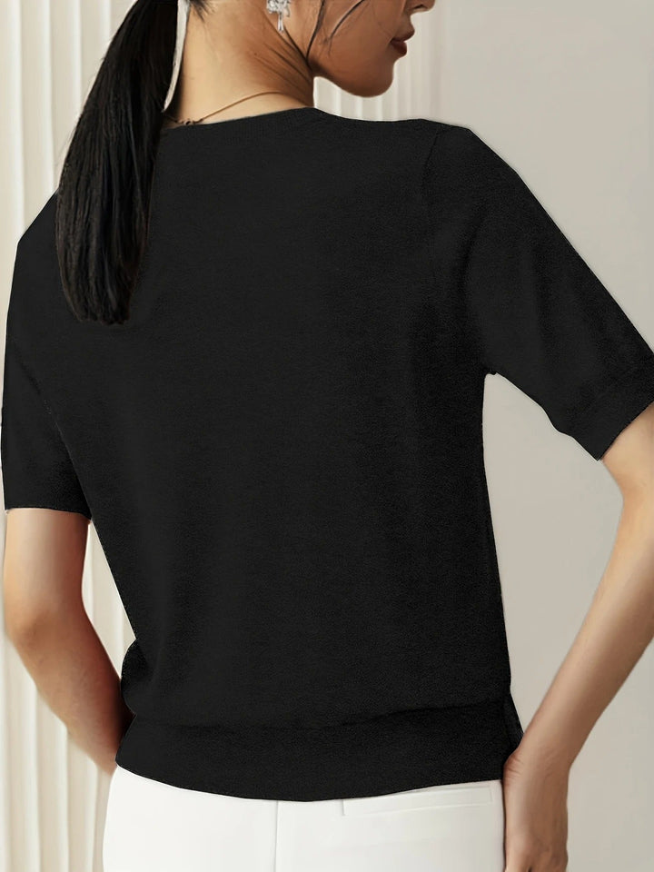 Red women's vibrant crew neck ribbed short sleeve tee, perfect for spring activities.