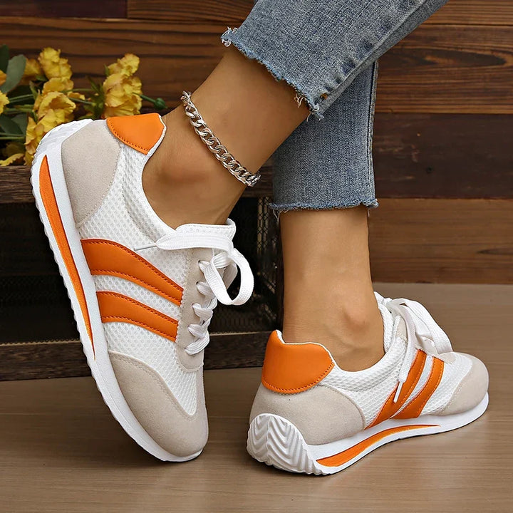 Active women's lace-up low-top sneakers, ideal for walking & everyday casual chic footwear.