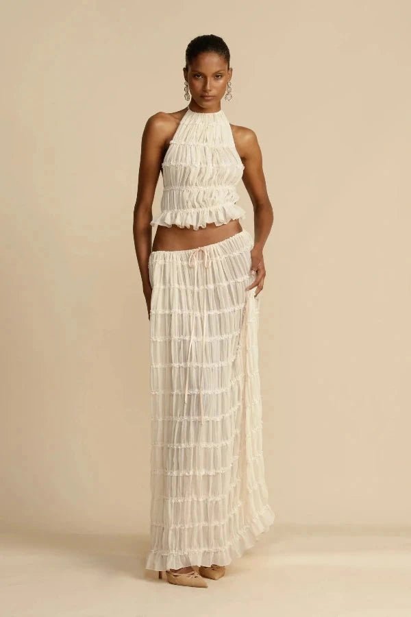 Women's white printed lounge co-ord two-piece set for ultimate comfort & stylish casual wear.