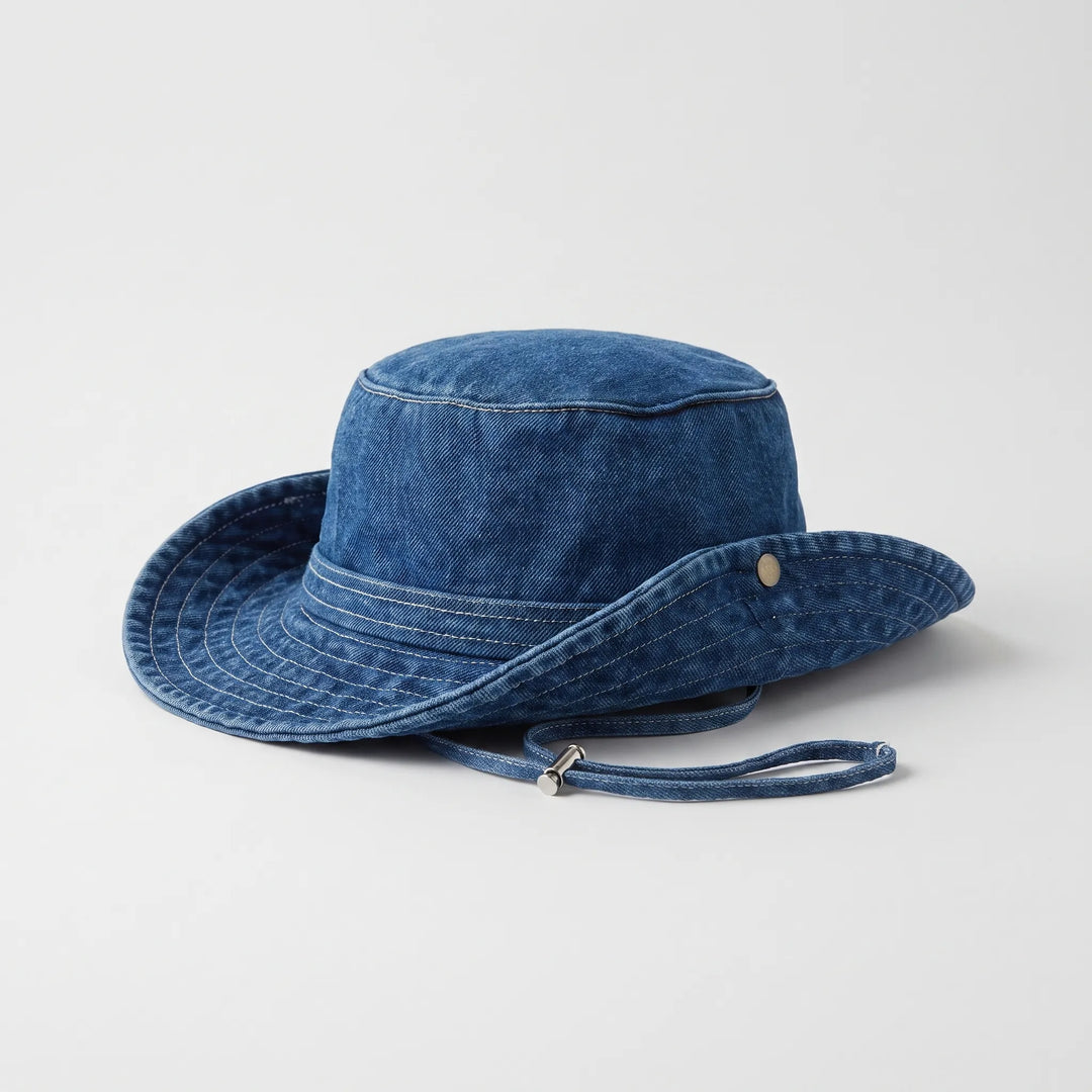 Women's wide brim sun bucket hat, providing stylish & effective shade for summer travel & outdoor fun.