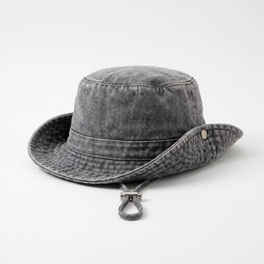 Fashionable women's adjustable wide brim sun bucket hat, a perfect accessory for beach, park, or daily style.
