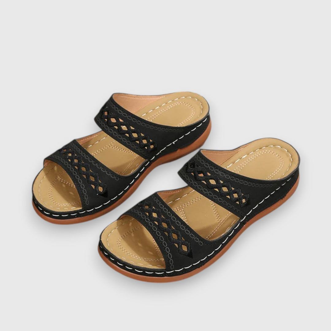 Casual open-toe wide fit sandals for ladies, ideal summer footwear.