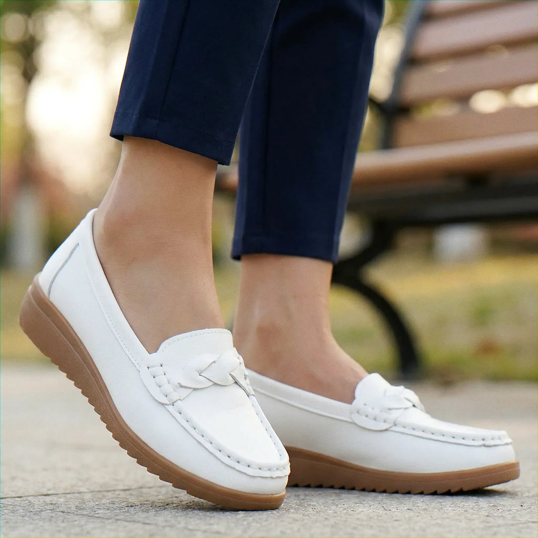 Slip-on women's orthopedic loafers, wide fit design for maximum comfort and stability.