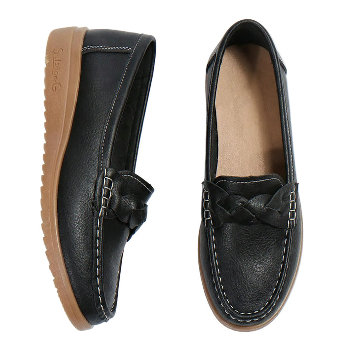 Brown wide fit women's loafers, designed for comfort & everyday wear with arch support.