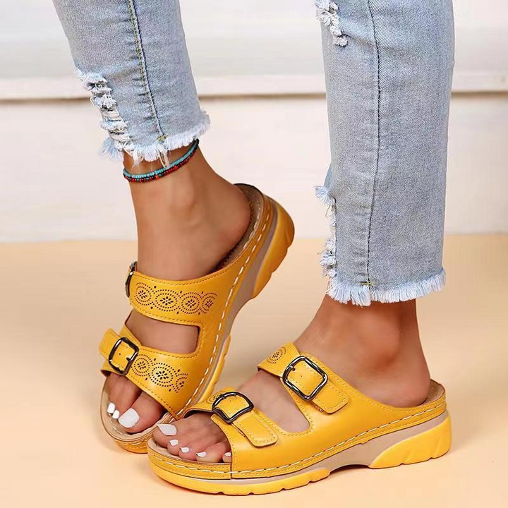 Comfort footwear: women's wide fit orthopedic sandals for all-day arch support.