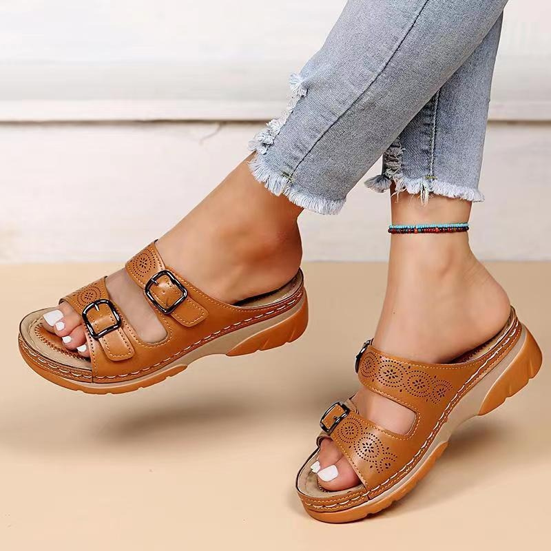 Ergonomic women's wide fit orthopedic sandals, ideal for summer comfort & support.