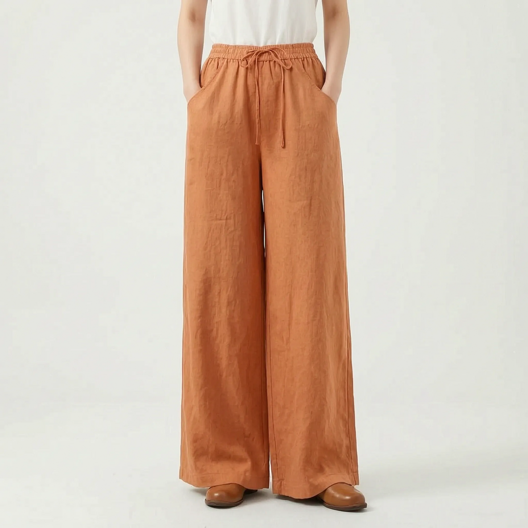 Effortless women's wide-leg casual pants. Soft, comfortable pull-on trousers, ideal for a relaxed spring/summer look.