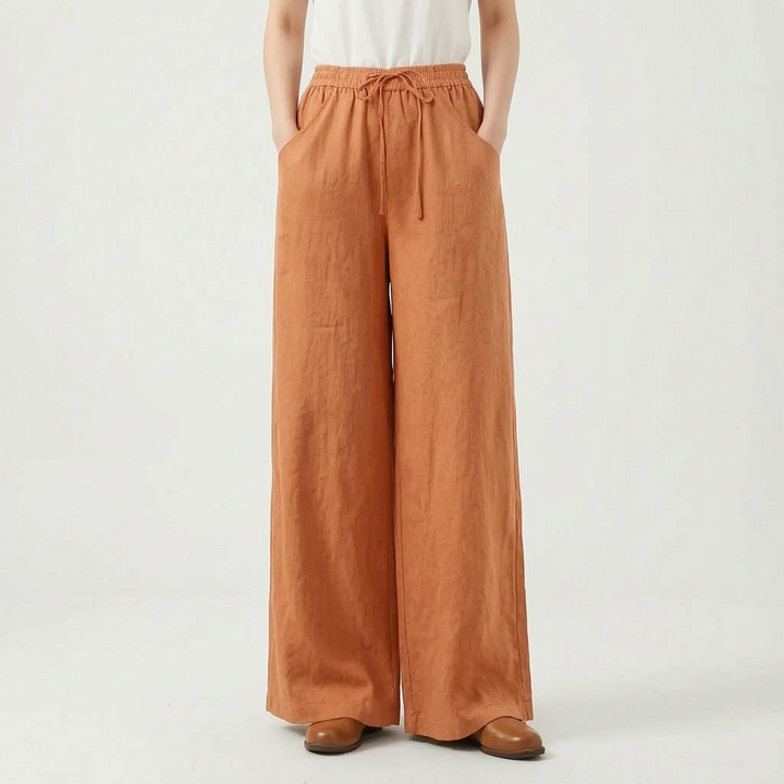 Effortless women's wide-leg casual pants. Soft, comfortable pull-on trousers, ideal for a relaxed spring/summer look.
