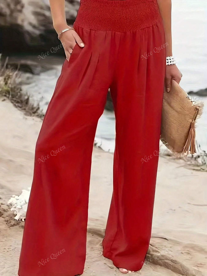 Versatile women's wide leg linen pants, comfortable relaxed fit for casual summer style.