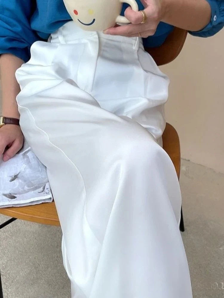 Women's wide leg high waist loose fit pants, full length for spring/summer comfort and casual style.