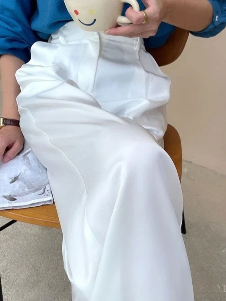 Women's wide leg high waist loose fit pants, full length for spring/summer comfort and casual style.