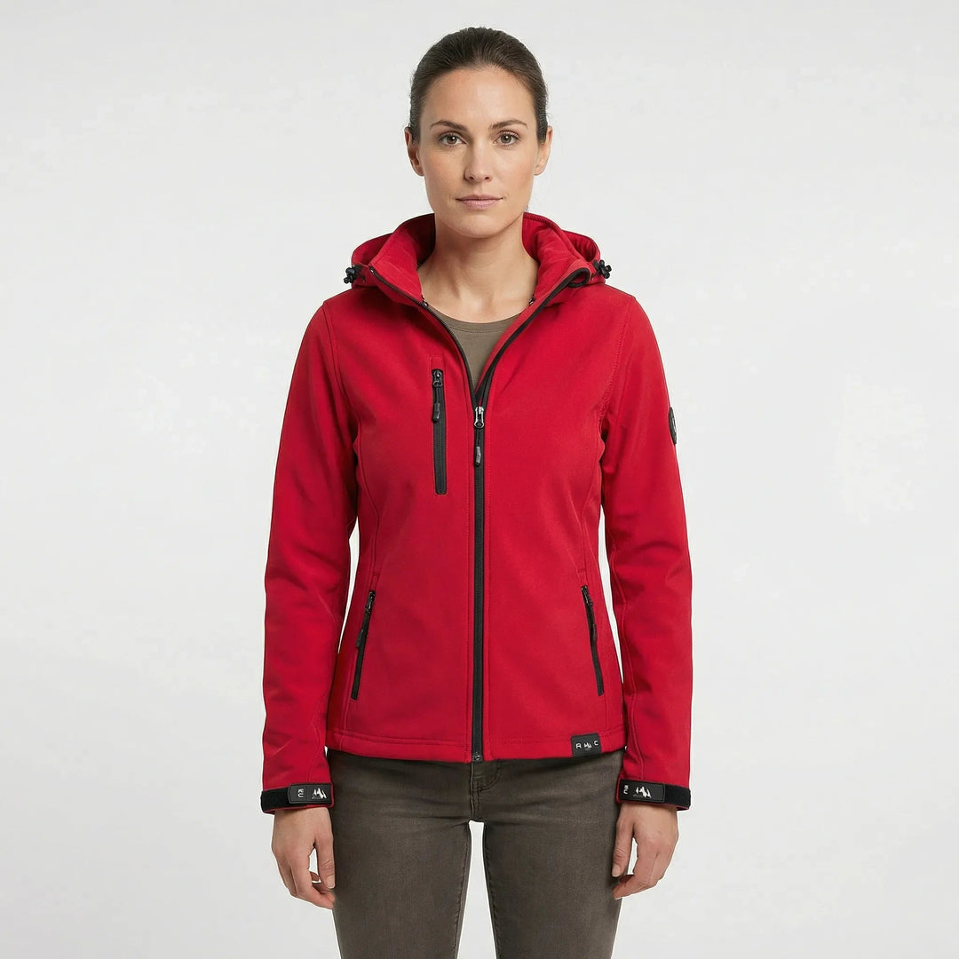 Stylish women's lightweight softshell jacket with hood, ideal for spring/fall casual outerwear.