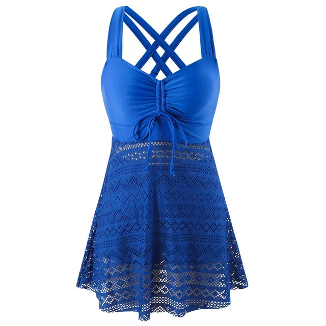 Flattering women's tankini swimsuit with tummy control, perfect for summer beachwear & poolside style.
