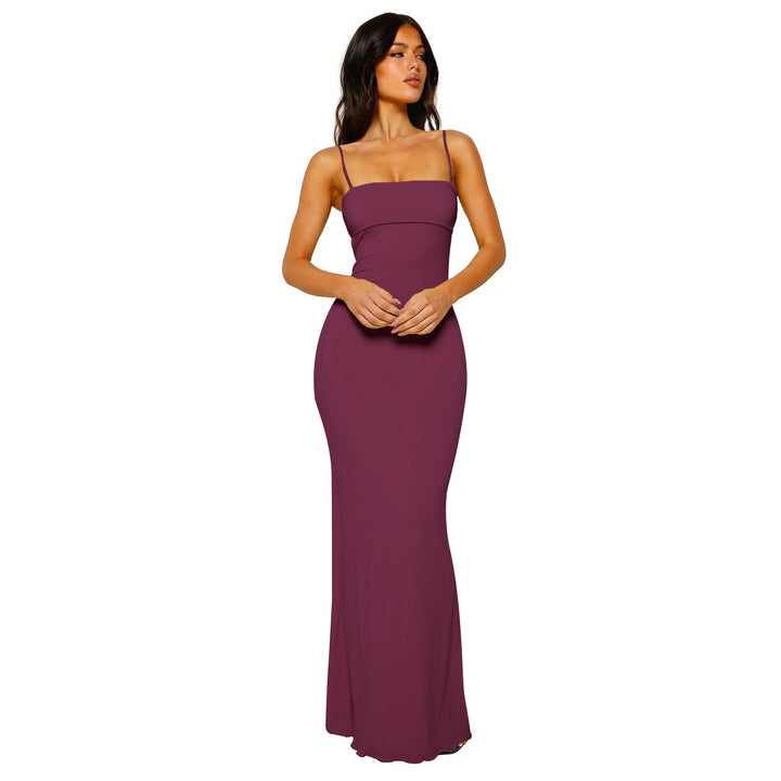 Women's elegant Zest Hour backless bandeau dress, a sleeveless floor-length gown for parties.